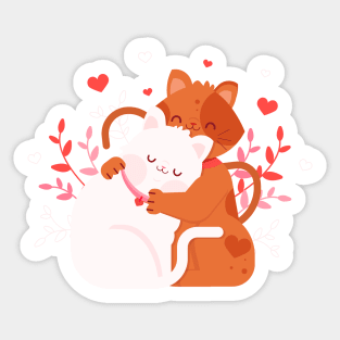 Valentines Day Cute Heart Cat Lover Gift Idea Kitty Couples Sticker